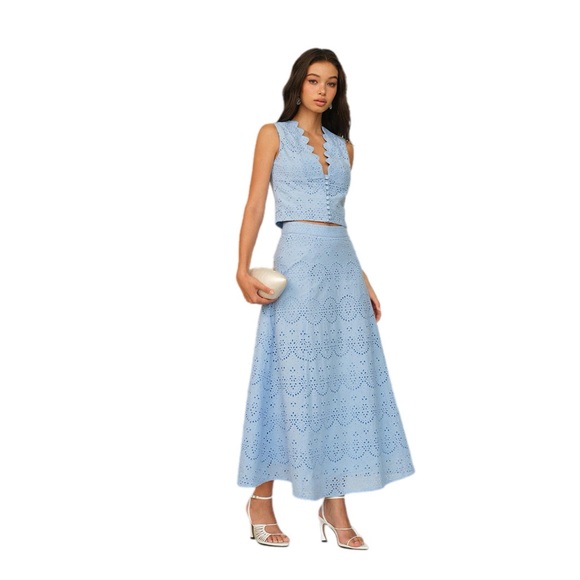 Commense Dresses & Skirts - Commense Light Blue Eyelet Two-Piece Skirt Set
